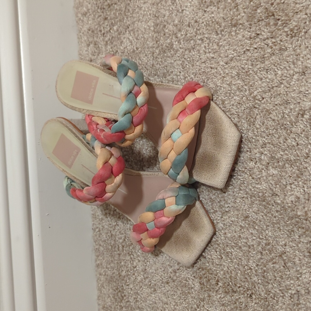 Rainbow rope braid heels